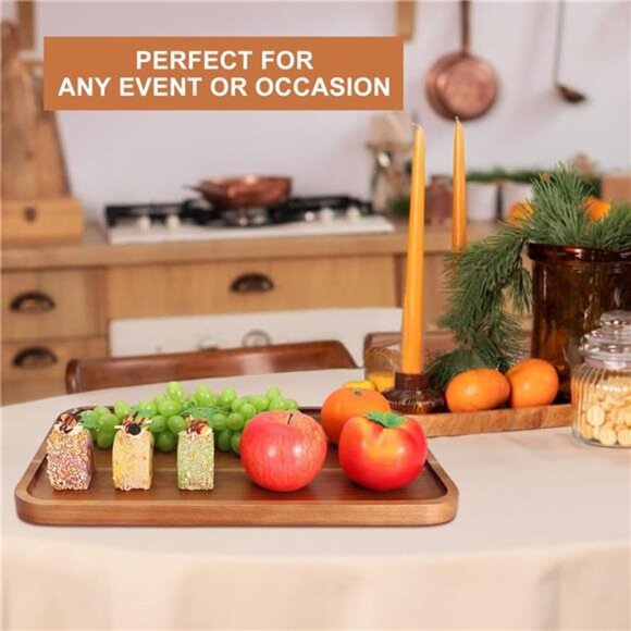 Large Wooden Serving Platter Charcuterie Board Acacia Wood Cheese Snack Tray - Picture 6 of 8